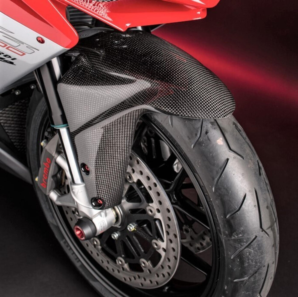 PARAFANGO ANTERIORE IN CARBONIO LIGHTECH COMPATIBILE PER MV AGUSTA BRUTALE 675 2012 > 2016 1 PEZZO NERO LUCIDO CARM1010