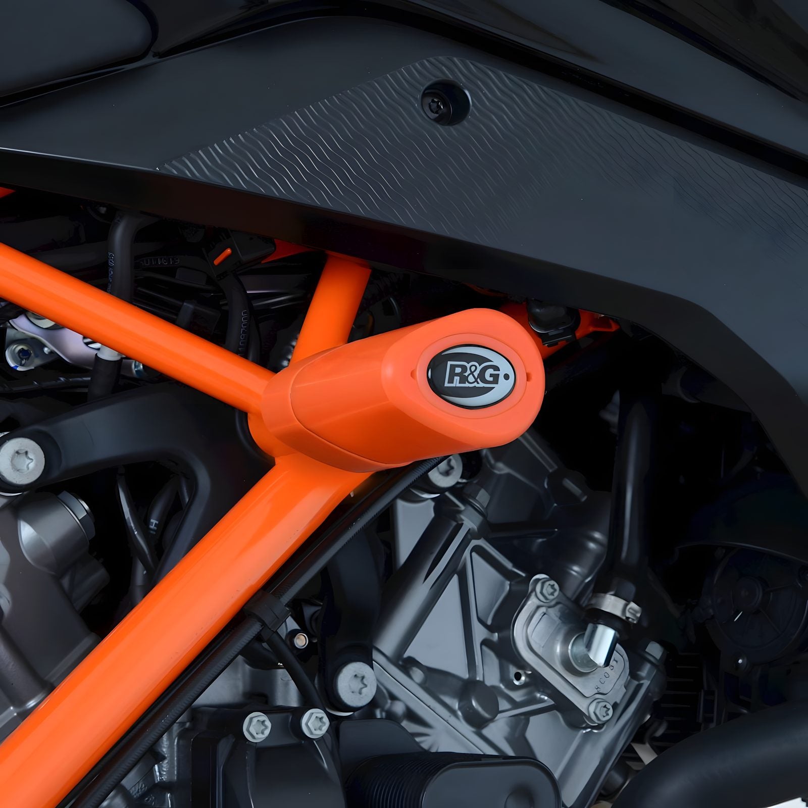 TAMPONI TELAIO R&G PER KTM DUKE 125 2011 > 2023 NO FORI CARENA ARANCIO CP0497OR