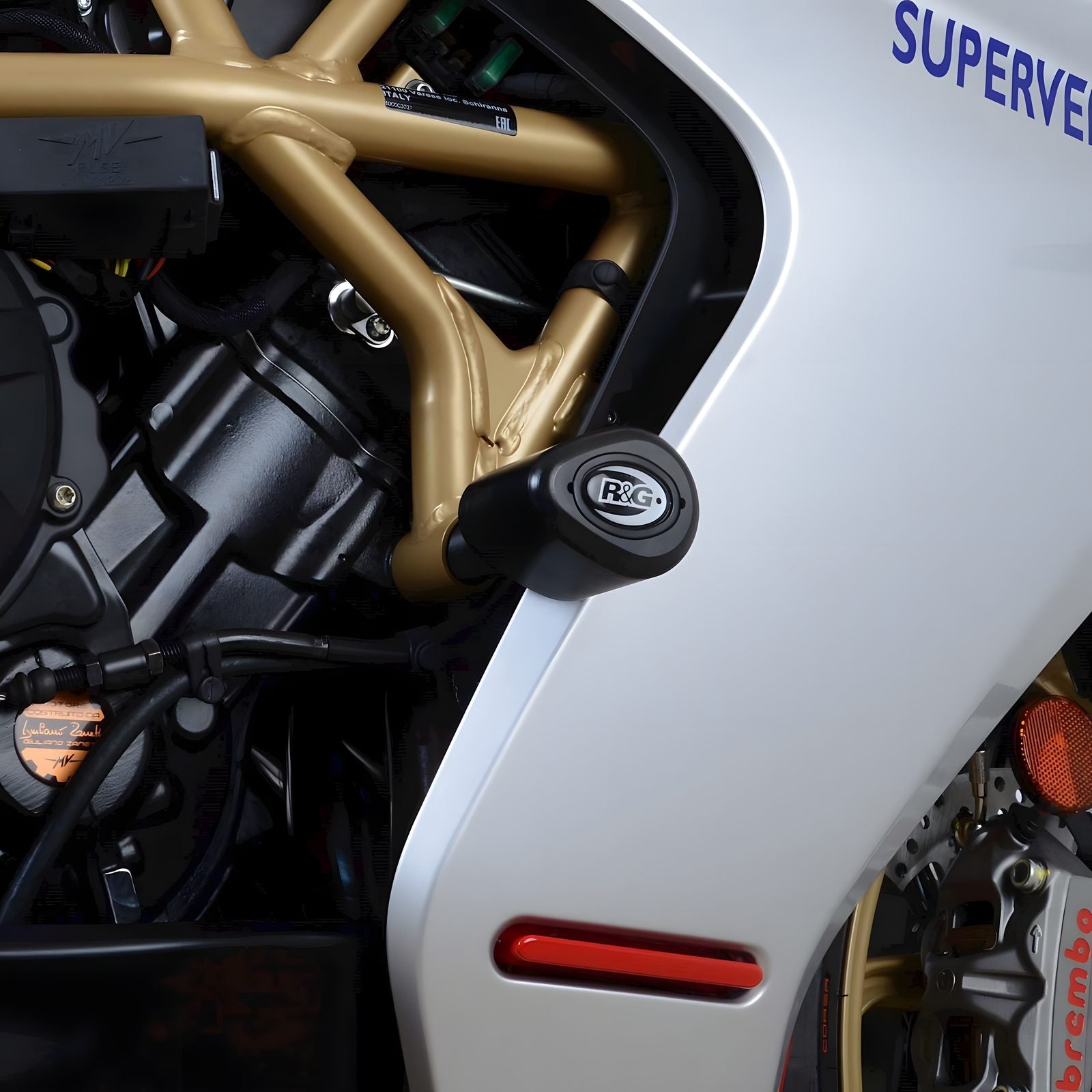 TAMPONI TELAIO R&G PER MV AGUSTA 800 SUPERVELOCE 2020 NO FORI CARENA NERO CP0505