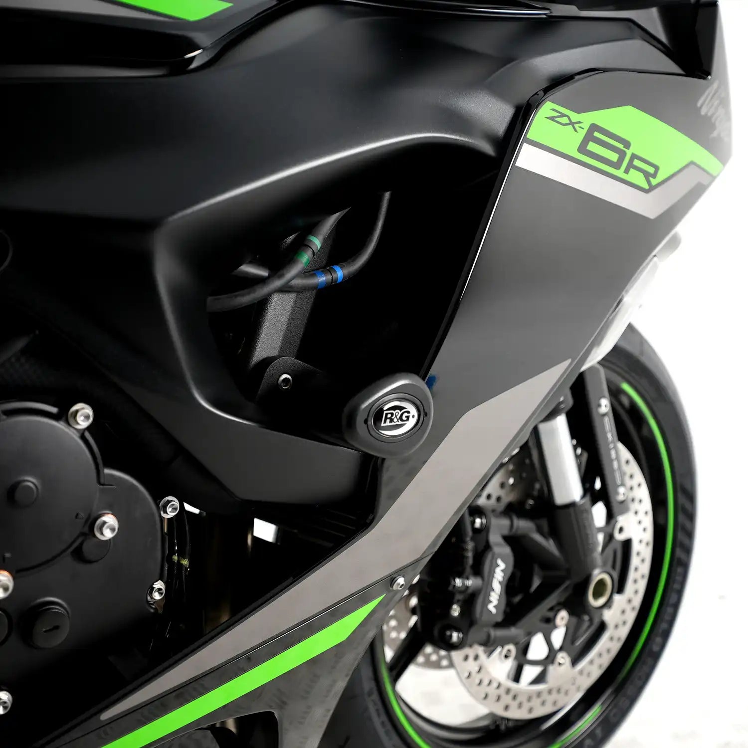 PROTEZIONI TELAIO TAMPONI R&G PER KAWASAKI ZX-6R 2024 NO MODIFICHE CP0567BL