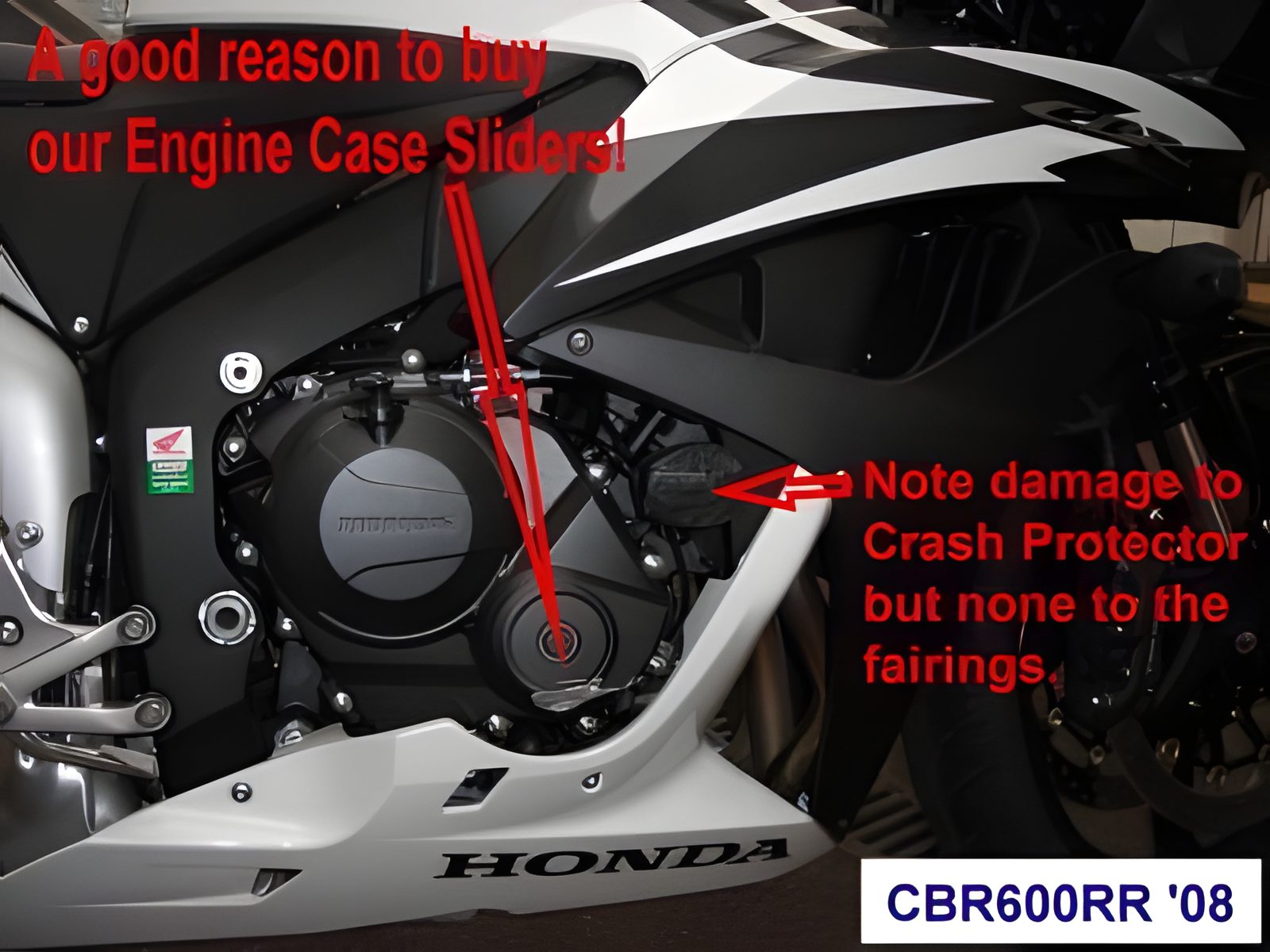 R&G PROTEZIONE CARTER MOTORE PER HONDA CBR 600 RR 2007 2008 DX NERO ECS0030BK