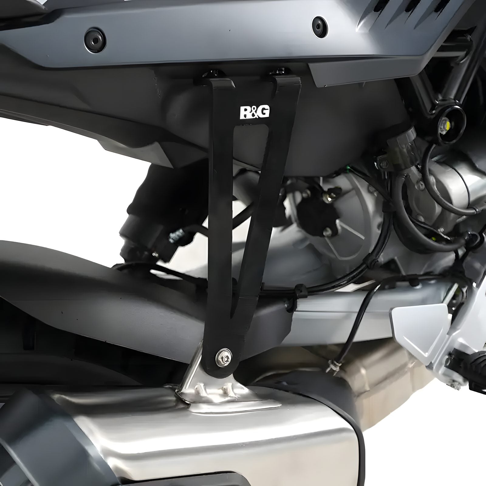 STAFFA SUPPORTO SCARICO R&G PER MOTO GUZZI STELVIO 2024 > 2025 NERO EH0124BK
