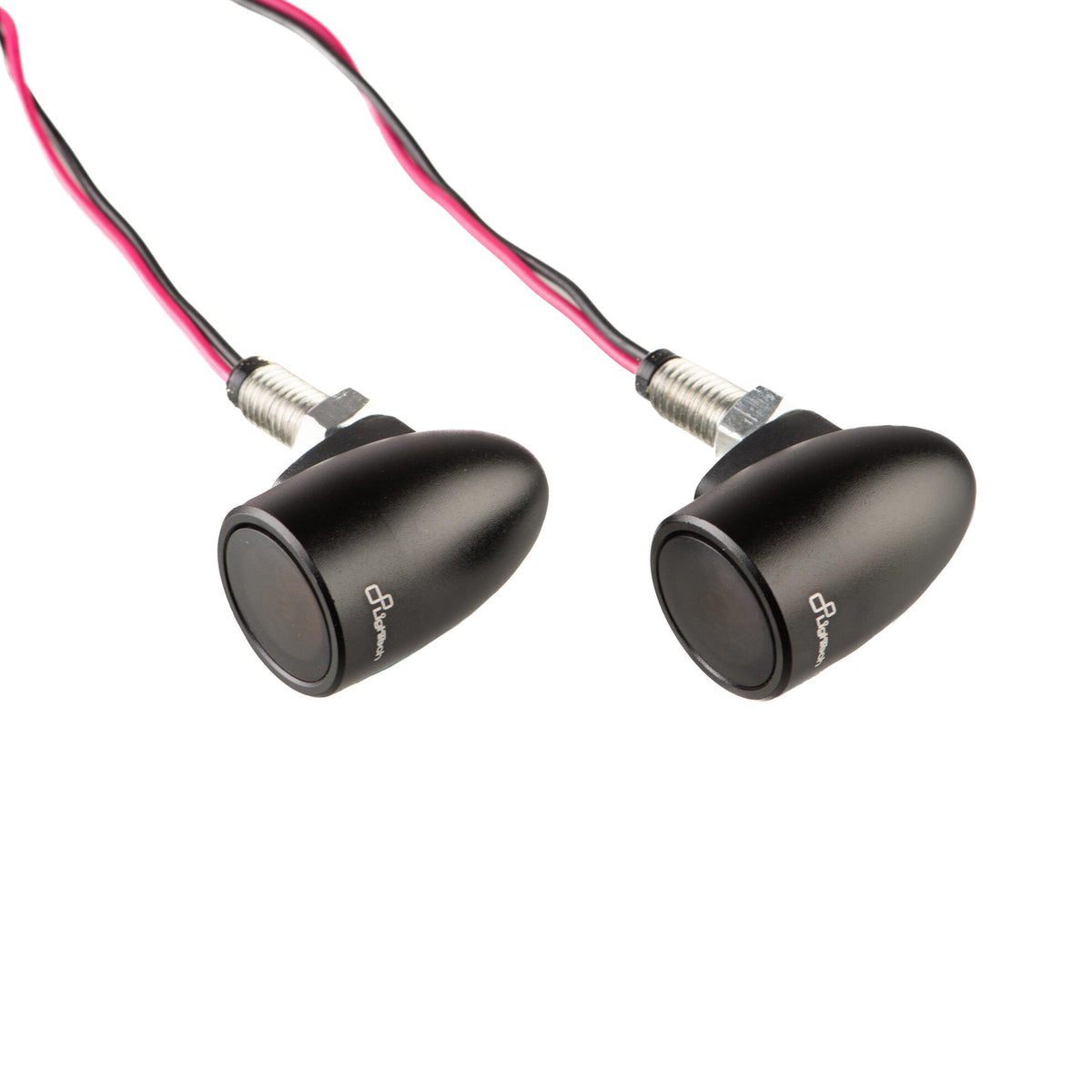 FRECCE INDICATORI DI DIREZIONE A LED IN ABS ANTERIORE / POSTERIORE TURBINE OMOLOGATI E8 LUCE GIALLA 38 MM LIGHTECH COMPATIBILE PER KTM RC 125 2017 > 2020 COPPIA NERO FRE939NER