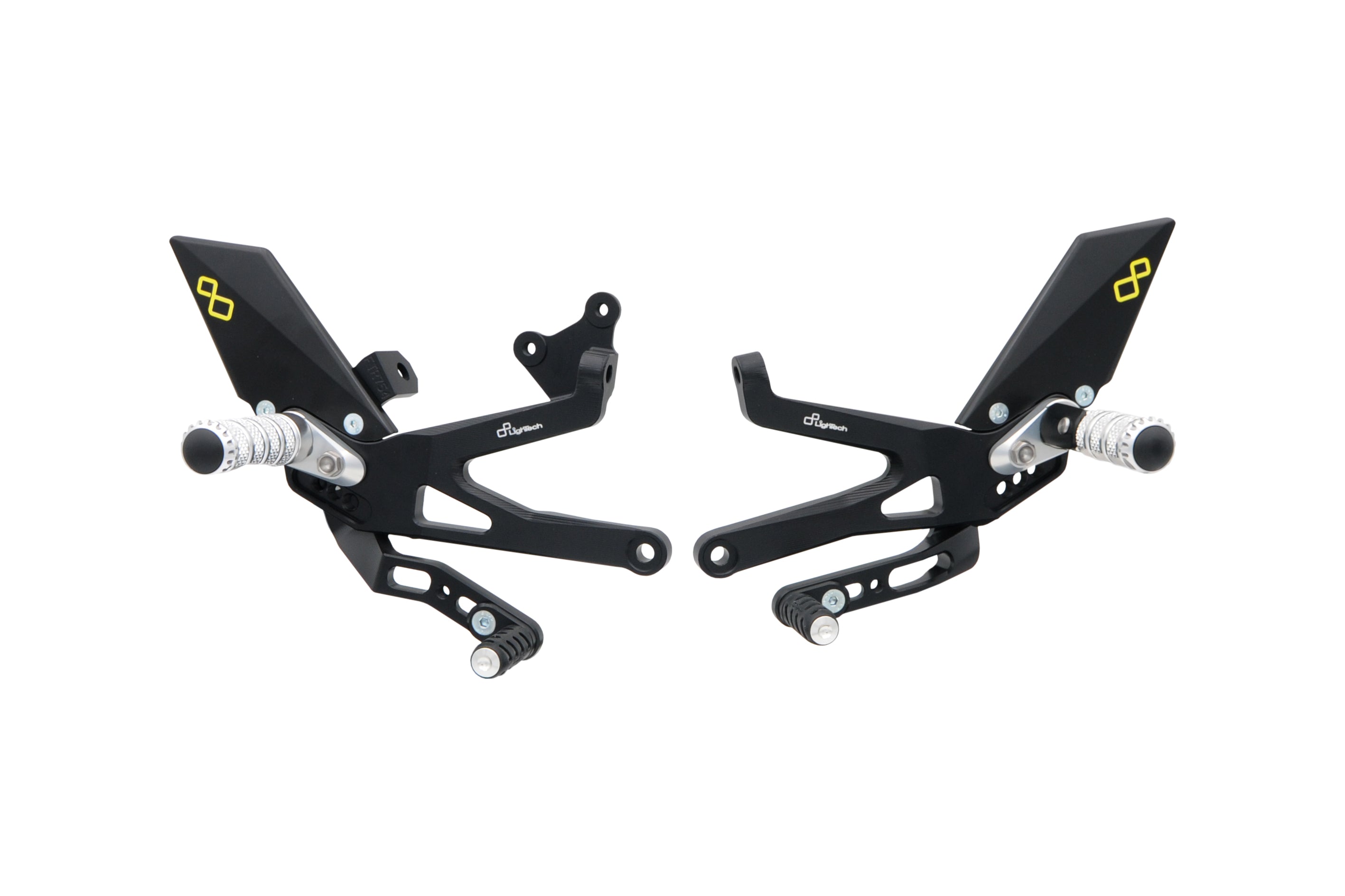 PEDANE REGOLABILI CON POGGIAPIEDE FISSO CAMBIO STANDARD / ROVESCIATO LIGHTECH COMPATIBILE PER DUCATI PANIGALE V4 2018 2019 2020 2021 2022 2023 NERO FTRDU012