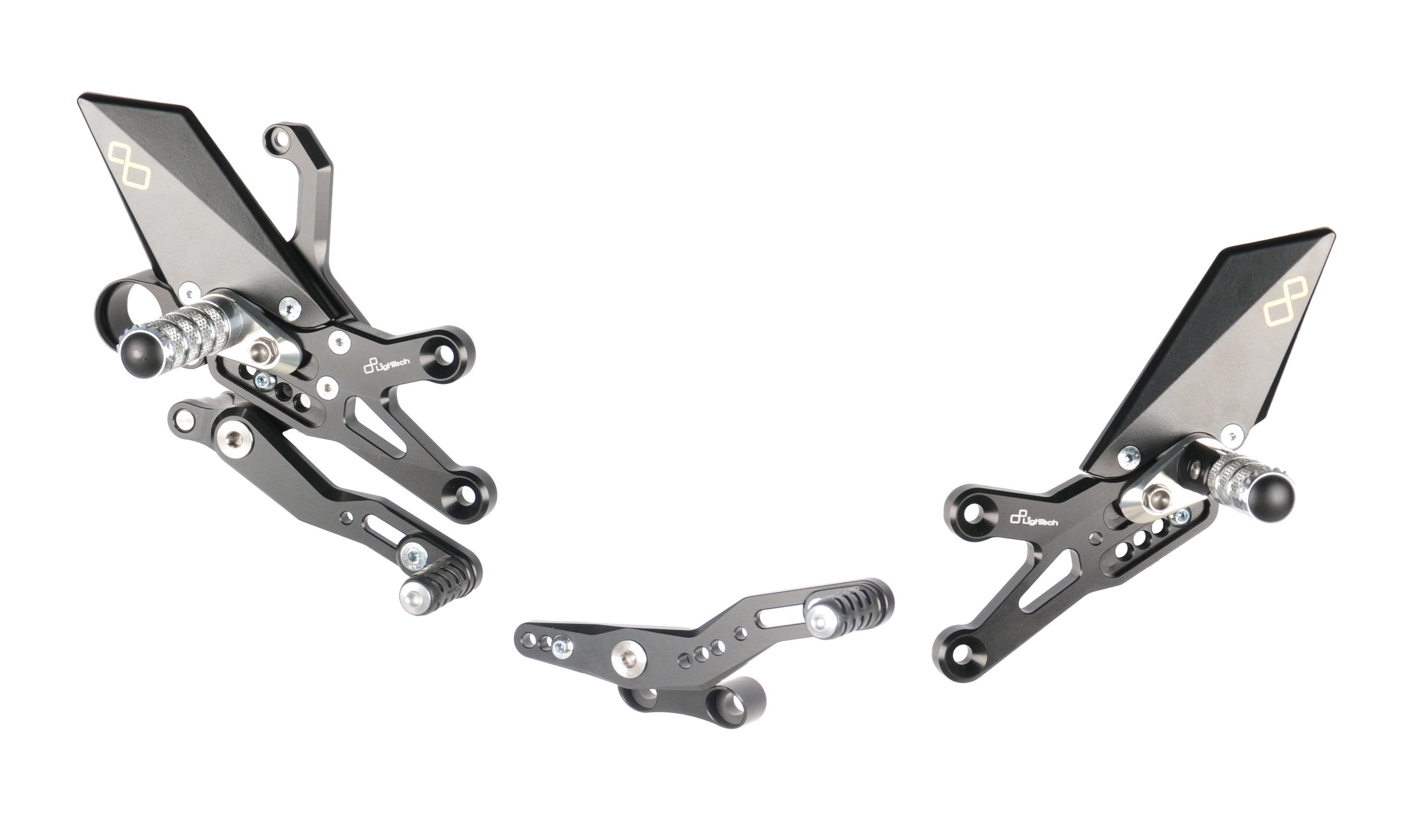 PEDANE REGOLABILI CON POGGIAPIEDE FISSO CAMBIO STANDARD / ROVESCIATO LIGHTECH COMPATIBILE PER HONDA CBR 1000 RR 2008 2009 2010 2011 2012 2013 2014 2015 2016 2017 2018 2019 NERO FTRHO006