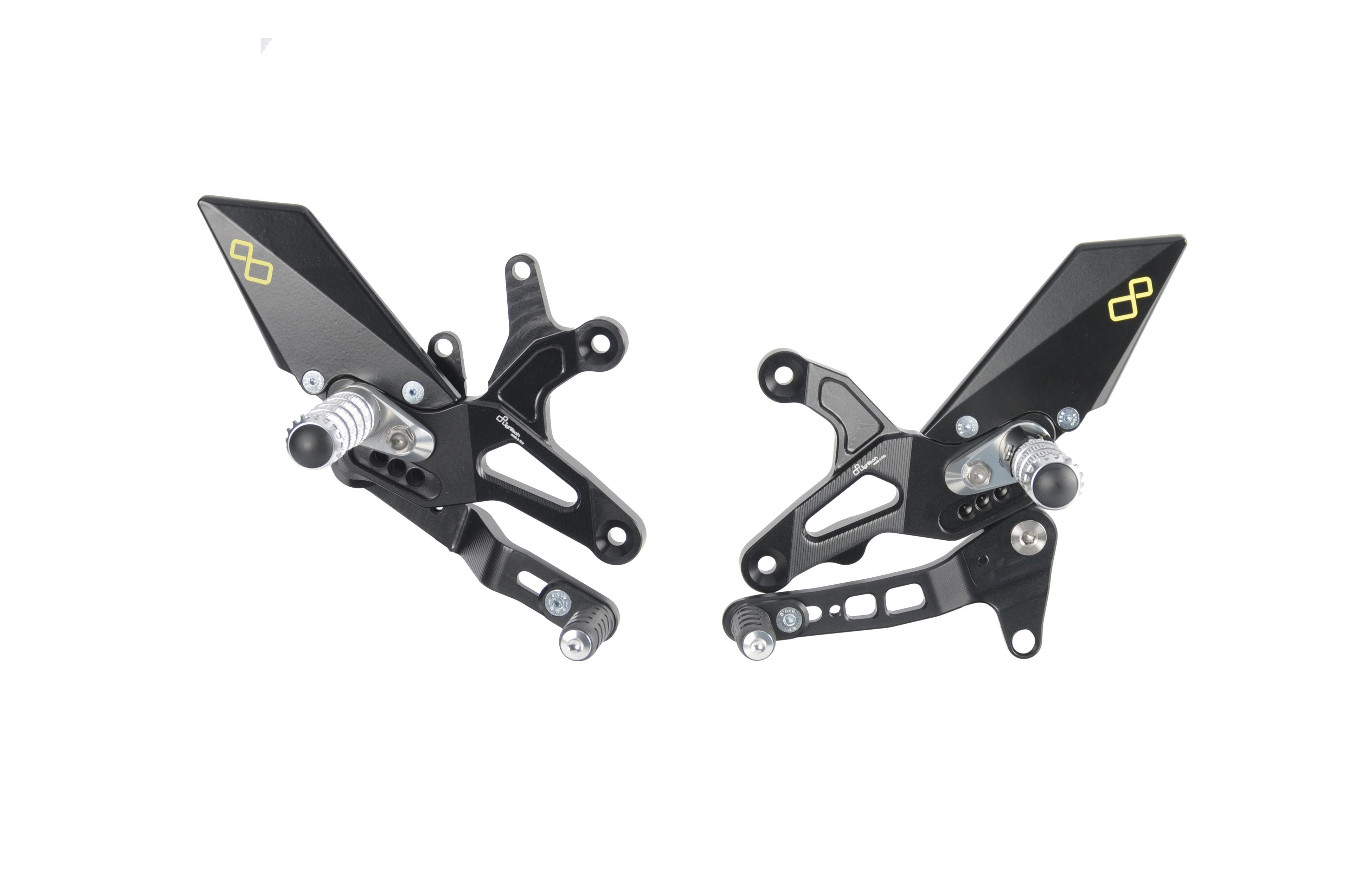 PEDANE REGOLABILI CON POGGIAPIEDE FISSO CAMBIO STANDARD LIGHTECH COMPATIBILE PER KAWASAKI ZX 6R 2008 09 2010 11 2012 2013 2014 2015 2016 2017 2018 2019 2020 2021 NERO FTRKA008