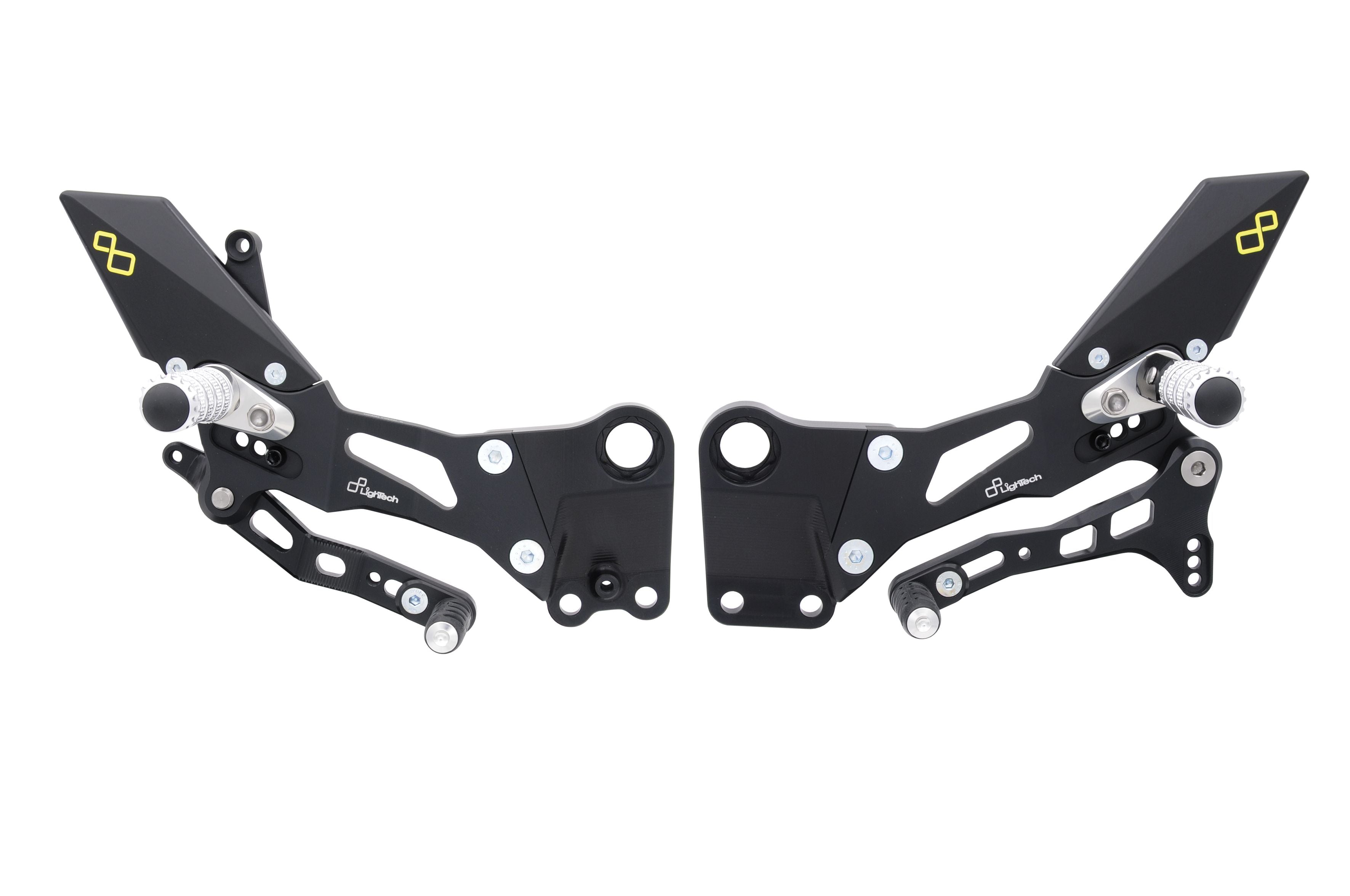 PEDANE REGOLABILI CON POGGIAPIEDE FISSO CAMBIO STANDARD / ROVESCIATO LIGHTECH COMPATIBILE PER KTM RC 200 2017 2018 2019 2020 NERO FTRKT001