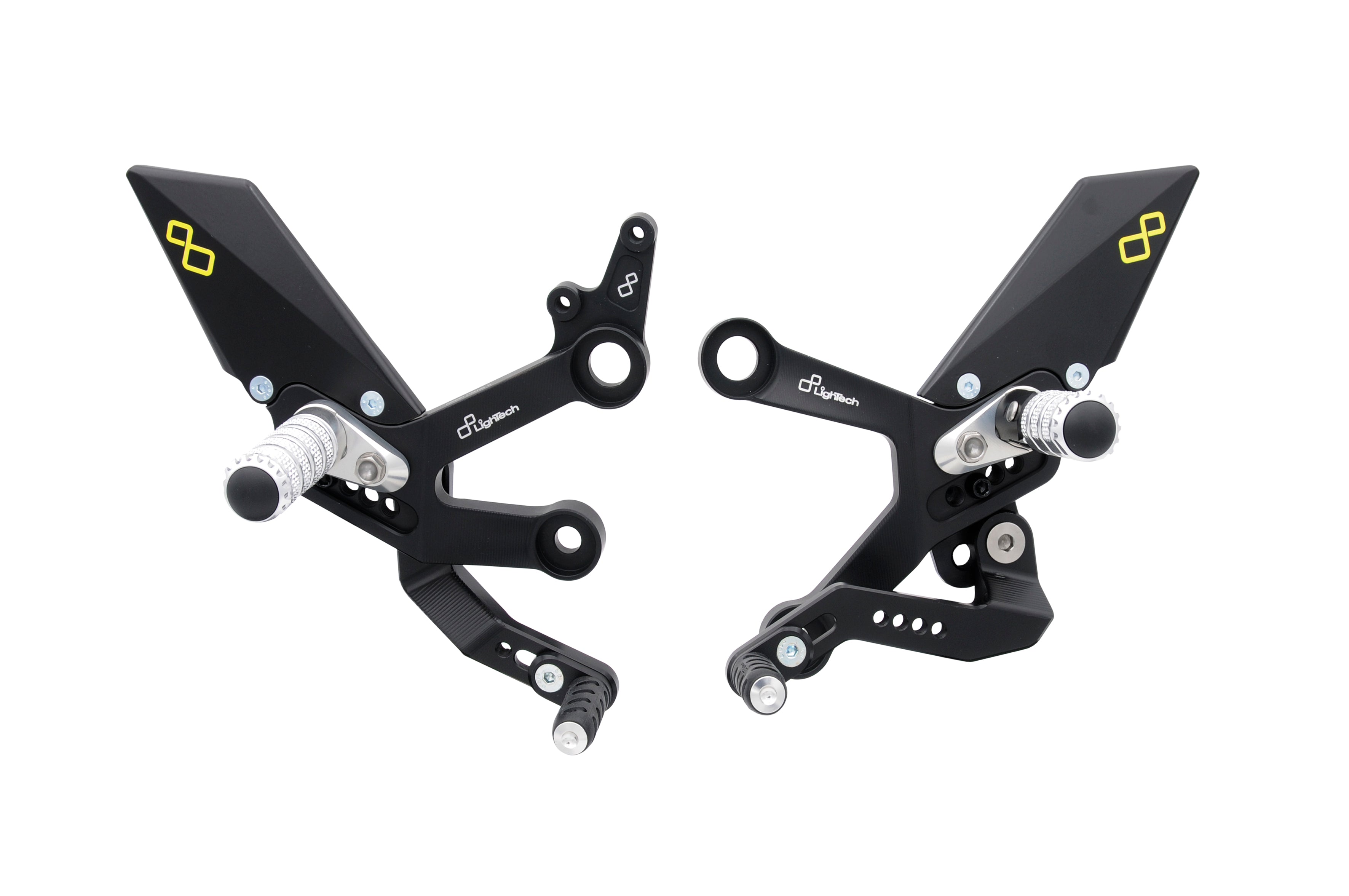 PEDANE REGOLABILI CON POGGIAPIEDE FISSO CAMBIO STANDARD / ROVESCIATO LIGHTECH COMPATIBILE PER KTM DUKE 790 2018 2019 2020 2021 2022 2023 NERO FTRKT002W
