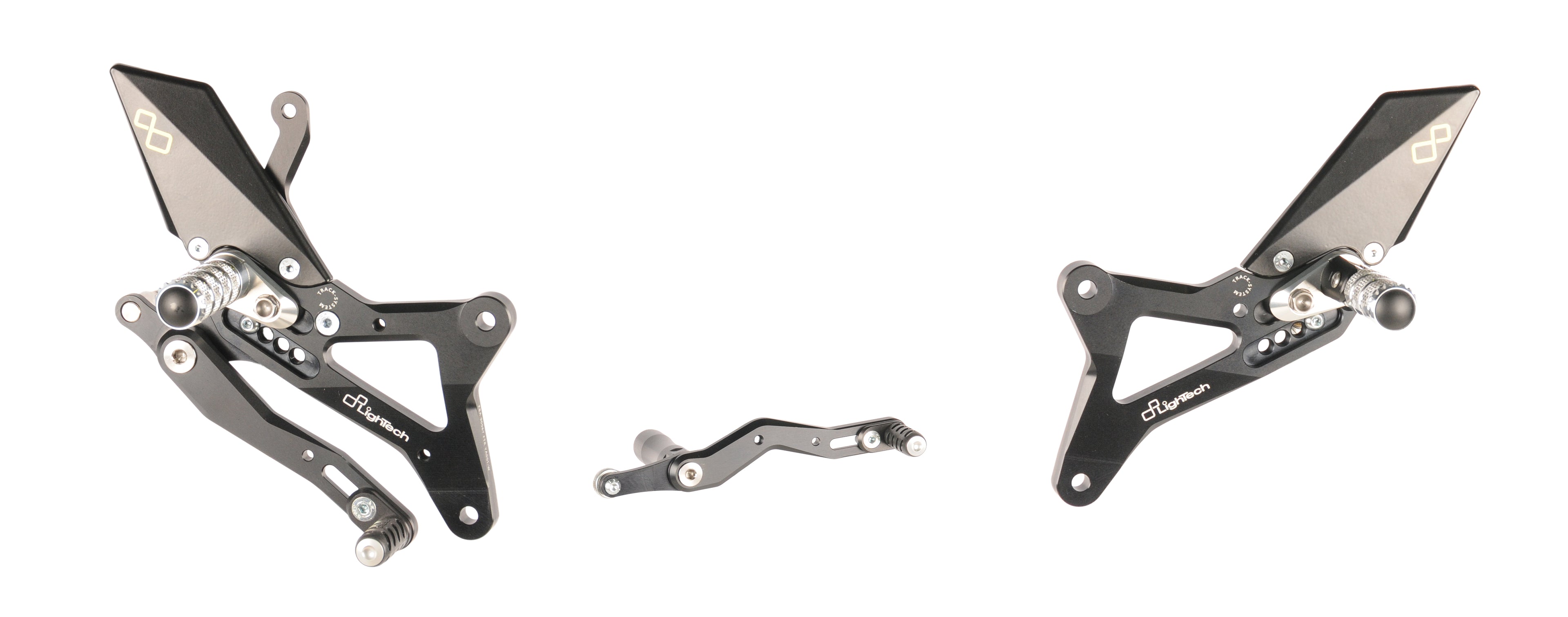 PEDANE REGOLABILI CON POGGIAPIEDE FISSO CAMBIO STANDARD / ROVESCIATO LIGHTECH COMPATIBILE PER YAMAHA YZF-R1 2009 2010 2011 2012 2013 2014 NERO FTRYA001