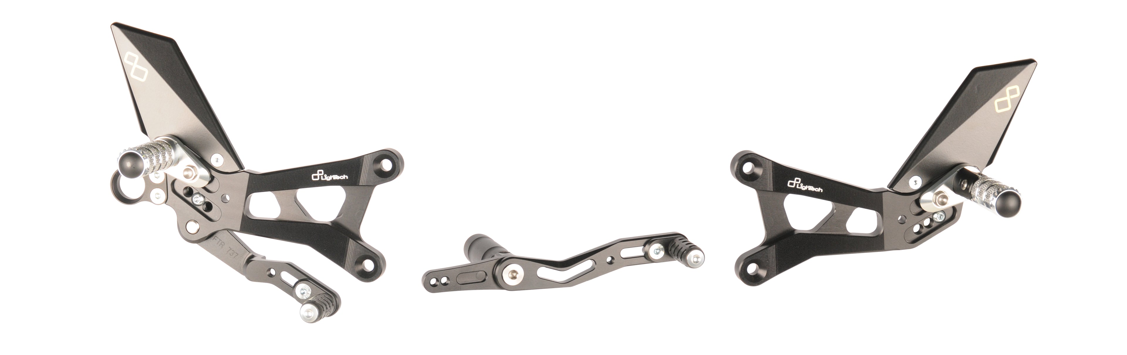 PEDANE REGOLABILI CON POGGIAPIEDE FISSO CAMBIO STANDARD / ROVESCIATO LIGHTECH COMPATIBILE PER YAMAHA YZF-R6 2008 2009 2010 2011 2012 2013 2014 2015 2016 NERO FTRYA002