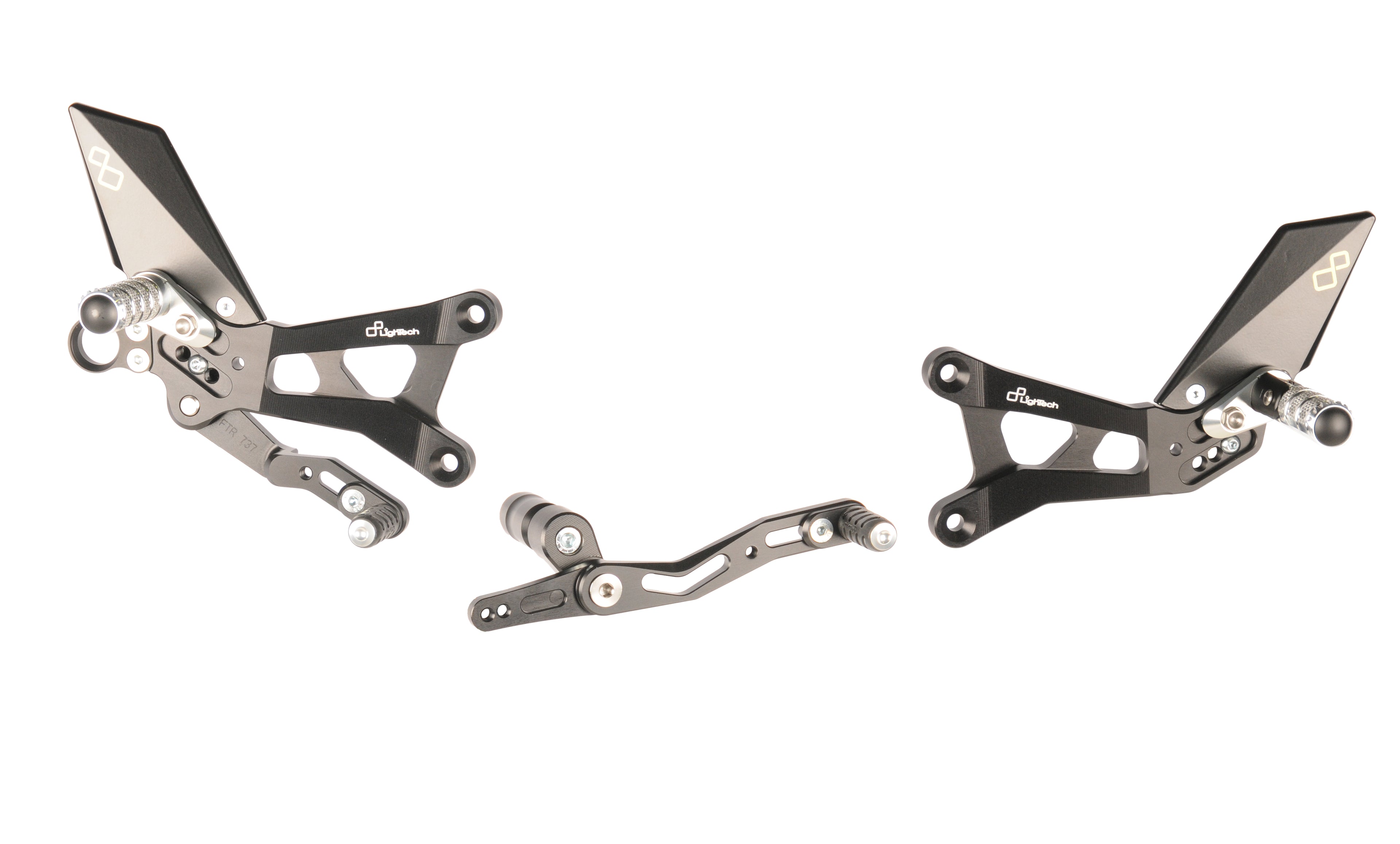 PEDANE REGOLABILI CON POGGIAPIEDE FISSO CAMBIO STANDARD / ROVESCIATO LIGHTECH COMPATIBILE PER YAMAHA YZF-R6 2017 2018 2019 2020 2021 2022 2023 NERO FTRYA012