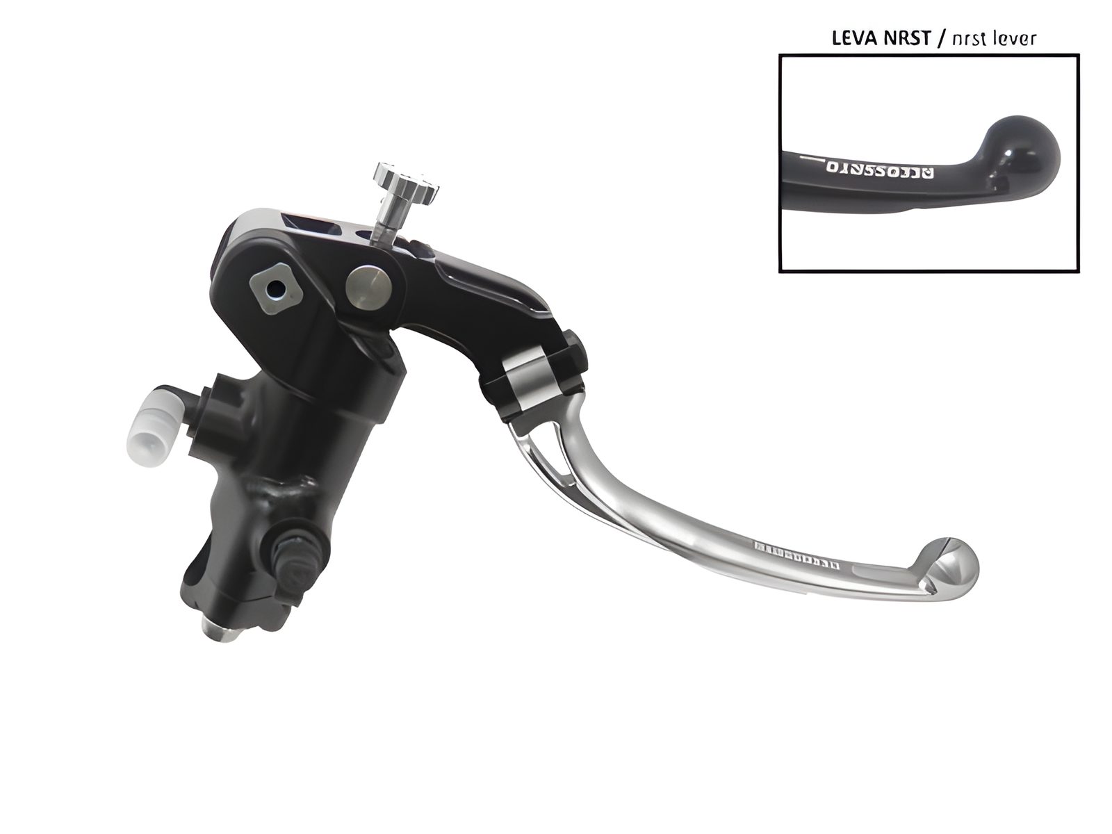 POMPA PRS DIAM. 19 x 17-18-19 FRENO FORGIATA ACCOSSATO LEVA SNODATA PER IMPIANTI BIDISCO, COLORE (POMELLO+LEVA) ARGENTO