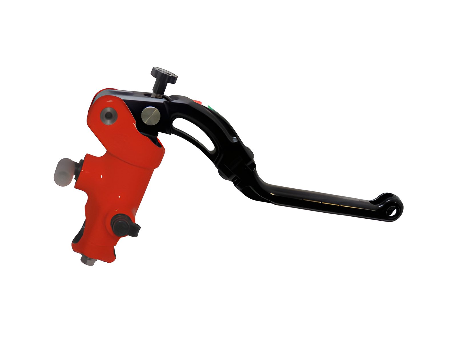 ACCOSSATO POMPA FRENO RAD.FORG.16X16,CORPO ROSSO VERN. + LEVA REV.NERA