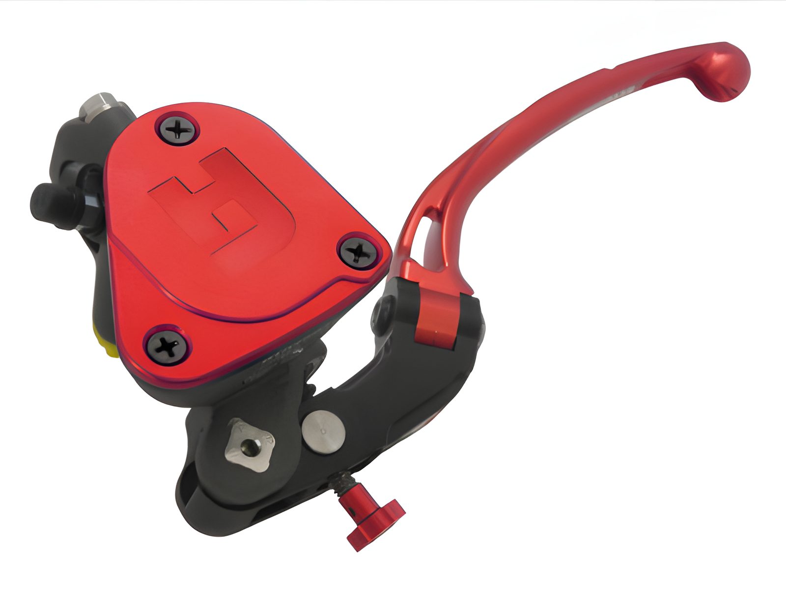 POMPA FRIZIONE PRS REGOLABILE 16X15-16-17 FORGIATA ACCOSSATO PER IMPIANTI MONODISCO, COLORE (POMELLO+LEVA+TAPPO) ROSSO