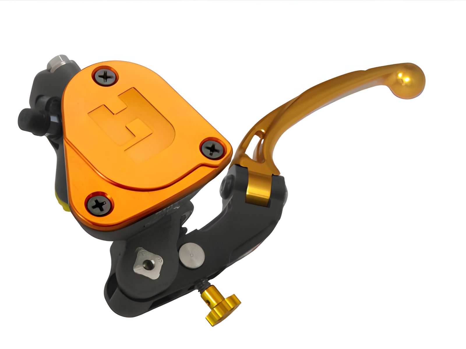 POMPA FRIZIONE PRS REGOLABILE 16X15-16-17 FORGIATA ACCOSSATO PER IMPIANTI MONODISCO, COLORE (POMELLO+LEVA+TAPPO) ORO