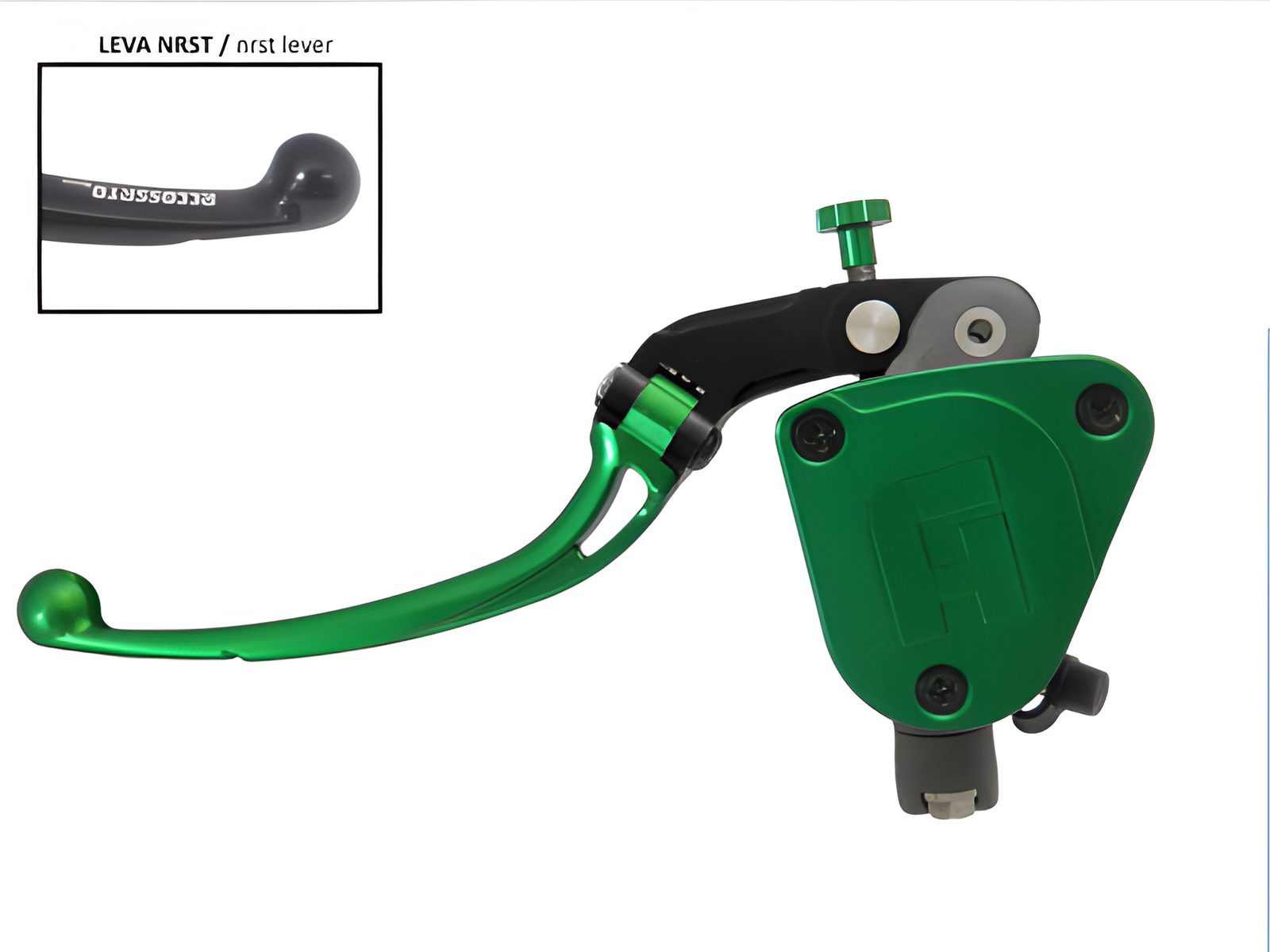 POMPA FRIZIONE RADIALE 16X16 FORGIATA ACCOSSATO CON LEVA SNODATA PER IMPIANTI MONODISCO, COLORE (POMELLO+LEVA+TAPPO) VERDE