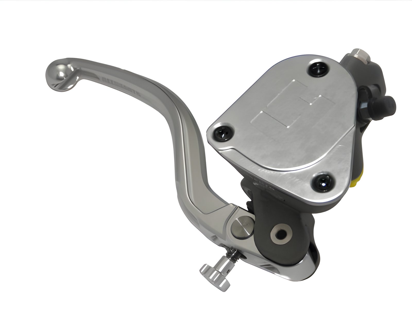 POMPA FRENO RADIALE 19X20 FORGIATA ACCOSSATO CON VASCHETTA INTEGRATA LEVA FISSA PER IMPIANTI BIDISCO, COLORE (POMELLO+LEVA+TAPPO) ARGENTO