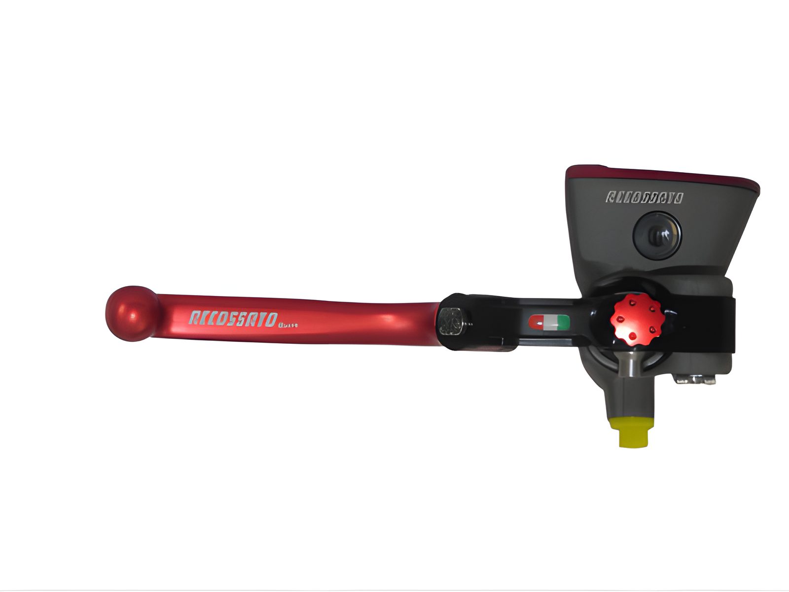 POMPA PRS REGOLABILE 16 X17-18-19 FRENO FORGIATA ACCOSSATO CON VASCHETTA INTEGRATA PER IMPIANTI MONODISCO, COLORE (POMELLO+LEVA+TAPPO) ROSSO