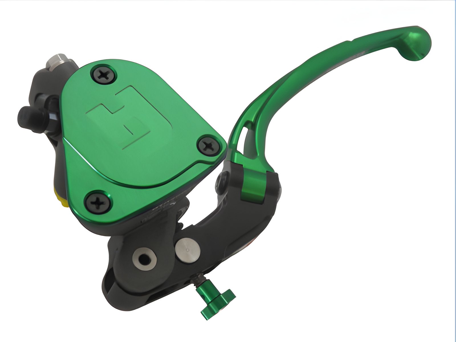 POMPA FRIZIONE RADIALE 16X18 FORGIATA ACCOSSATO CON LEVA SNODATA PER IMPIANTI MONODISCO, COLORE (POMELLO+LEVA+TAPPO) VERDE