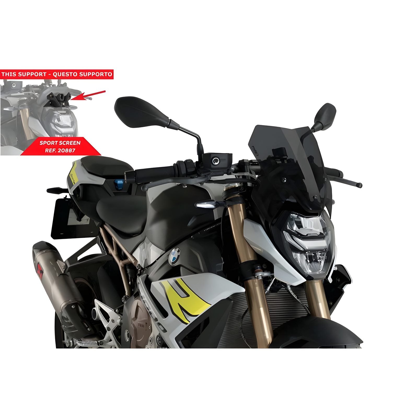 CUPOLINO NAKED N.G. SPORT-SUPPORTO OEM PUIG COMPATIBILE PER BMW M 1000 R 2023 > 2024 FUME SCURO 20887F