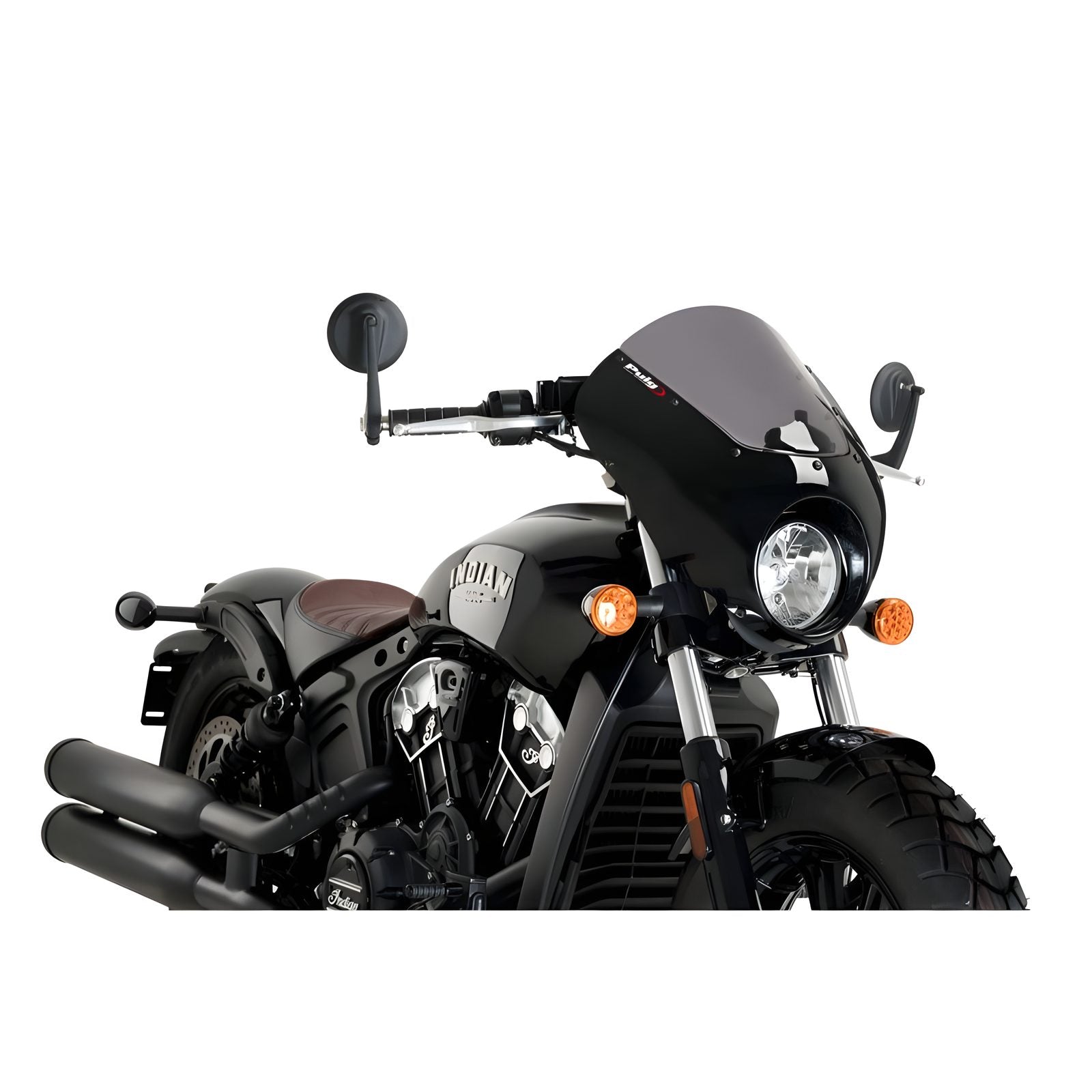 CUPOLINO SEMICARENATO DARK NIGHT PUIG COMPATIBILE PER INDIAN SCOUT 1100 BOBBER 2018 > 2024 FUME SCURO 21107F