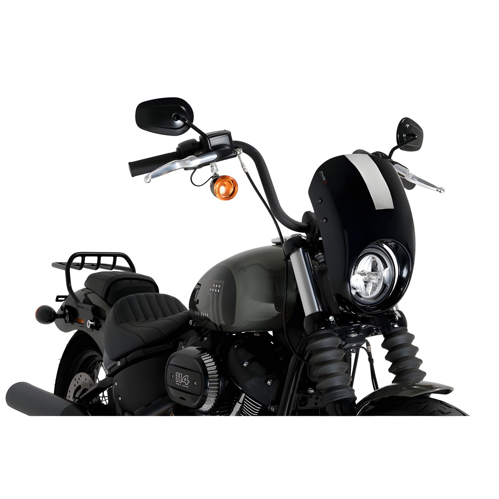 CUPOLINO SEMICARENATO ANARCHY PUIG COMPATIBILE PER HARLEY DAVIDSON SOFTAIL 1868 STREET BOB 2021 > 2023 NERO 21216N