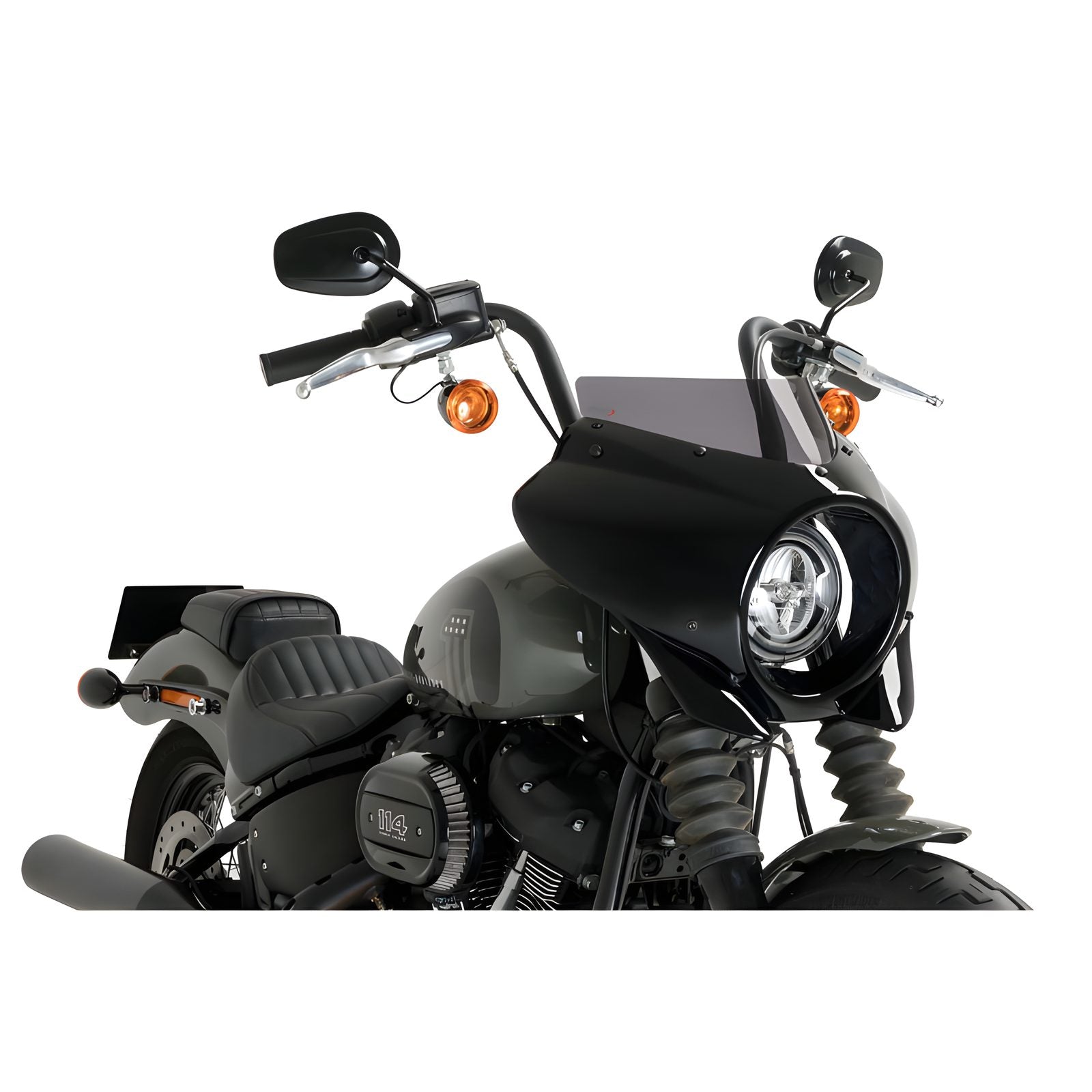 CUPOLINO SEMICARENATO SPORT MIRAGE PUIG COMPATIBILE PER HARLEY DAVIDSON SOFTAIL 1745 STREET BOB 2018 > 2024 FUME SCURO 21331F