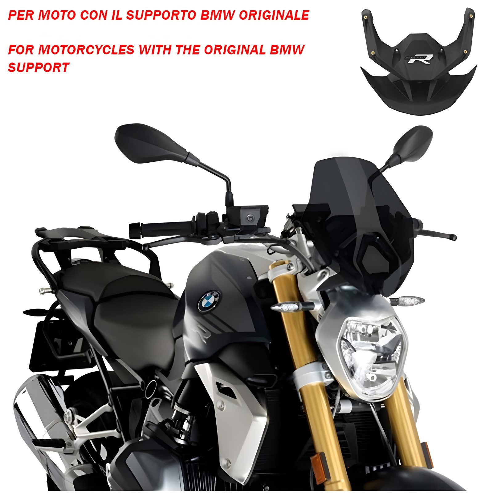 CUPOLINO NAKED NEW GENERATION SPORT PUIG COMPATIBILE PER BMW R 1250 R 2018 > 2020 FUME SCURO 3623F