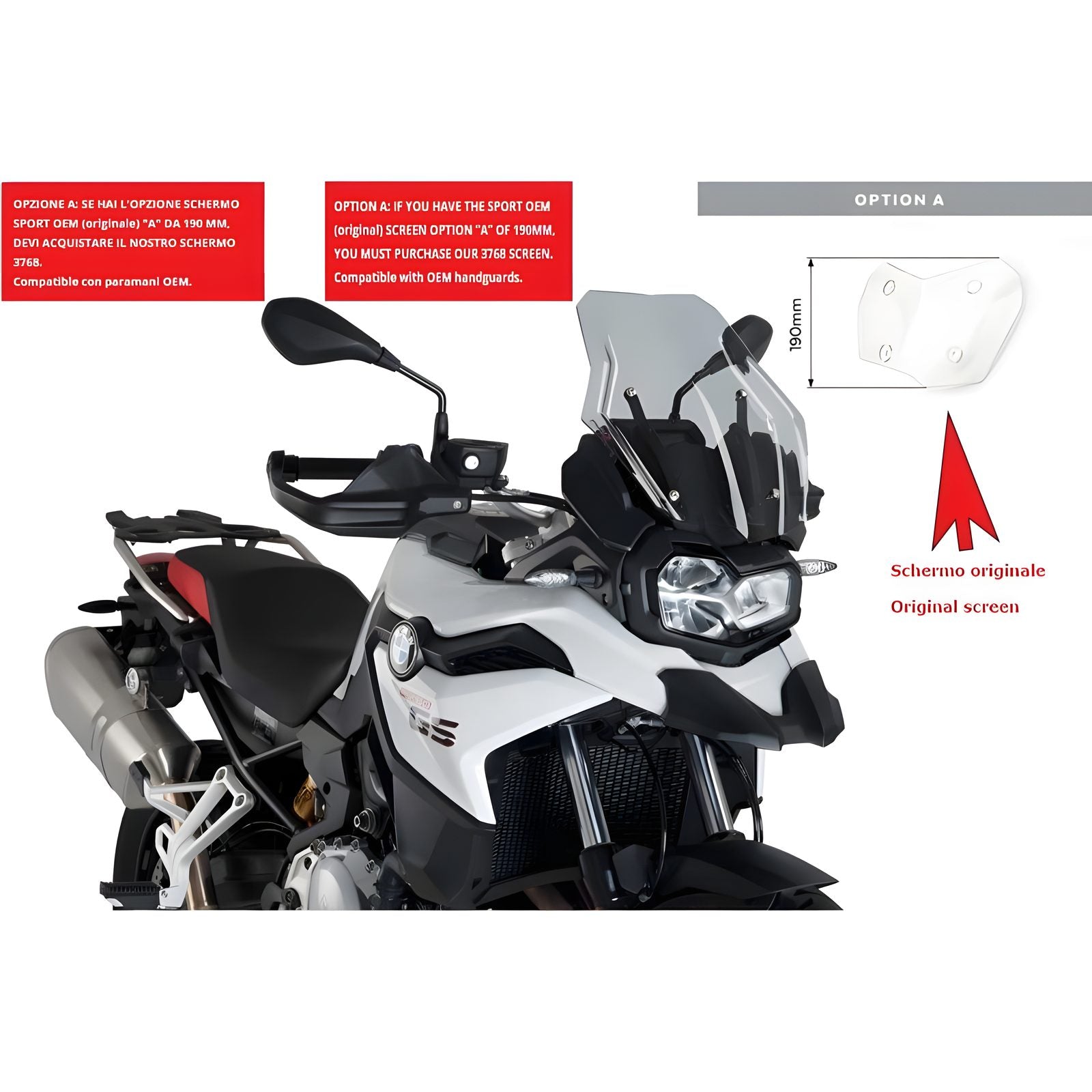CUPOLINO TOURING PUIG COMPATIBILE PER BMW F 750 GS 2018 > 2024 FUME CHIARO 3768H
