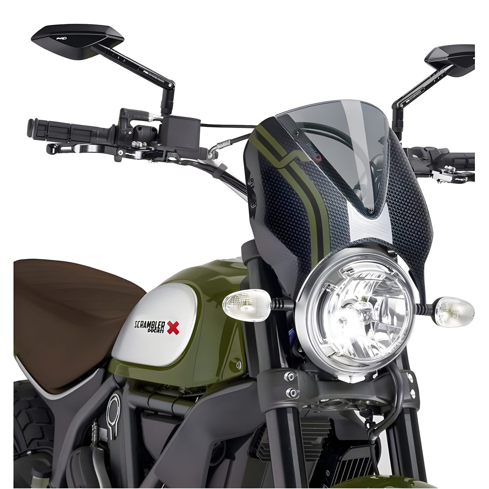 CUPOLINO RETRO PUIG COMPATIBILE PER DUCATI SCRAMBLER 800 DESERT SLED/CAFE RACER 2017 > 2024 FUME CHIARO  RICONDIZIONATO 8192H