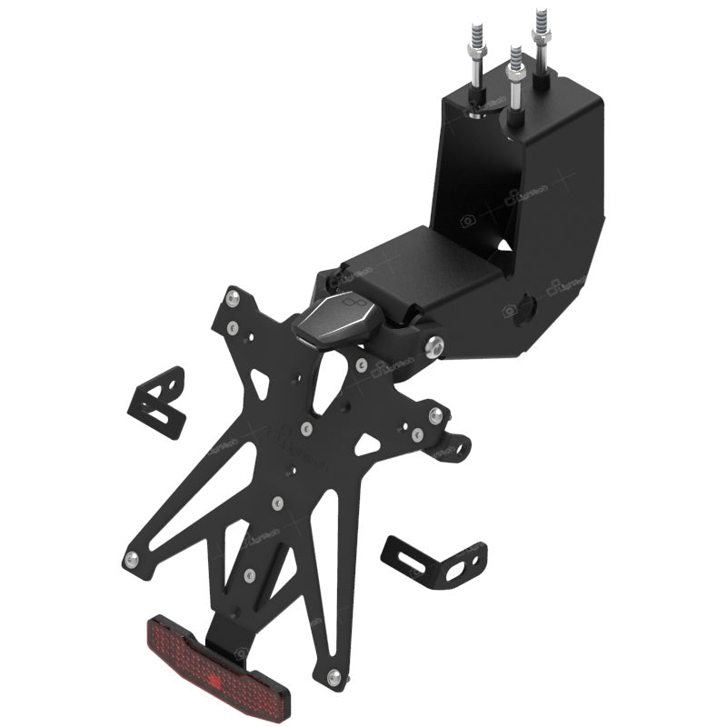 KIT PORTA TARGA LIGHTECH COMPATIBILE PER APRILIA DORSODURO 900 2017 2018 2019 2020 NERO KTARAP108A1