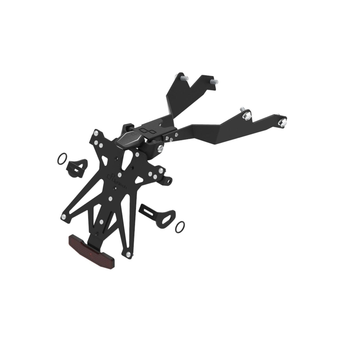 KIT PORTATARGA REGOLABILE CON LUCE TARGA LED E CATADIOTTRO OMOLOGATO LIGHTECH COMPATIBILE PER HONDA CB650R 2021 > 2024 NERO KTARHO121A1