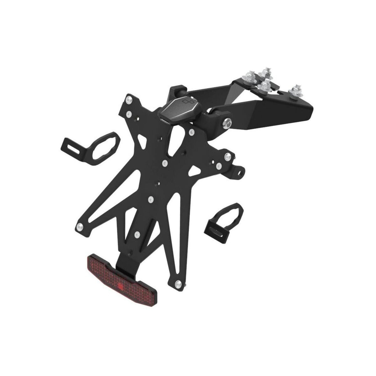 KIT PORTATARGA REGOLABILE CON LUCE TARGA LED E CATADIOTTRO OMOLOGATO LIGHTECH COMPATIBILE PER KAWASAKI Z400 2017 > 2023 NERO KTARKA124A1