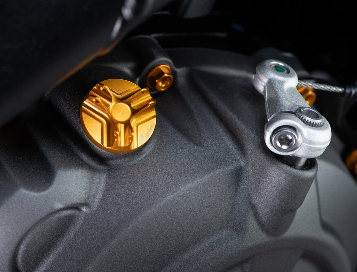 TAPPO OLIO IN ERGAL CNC M20X2,5 LIGHTECH COMPATIBILE PER YAMAHA R9 2025 > 2026 SINGOLO ORO OIL111ORO