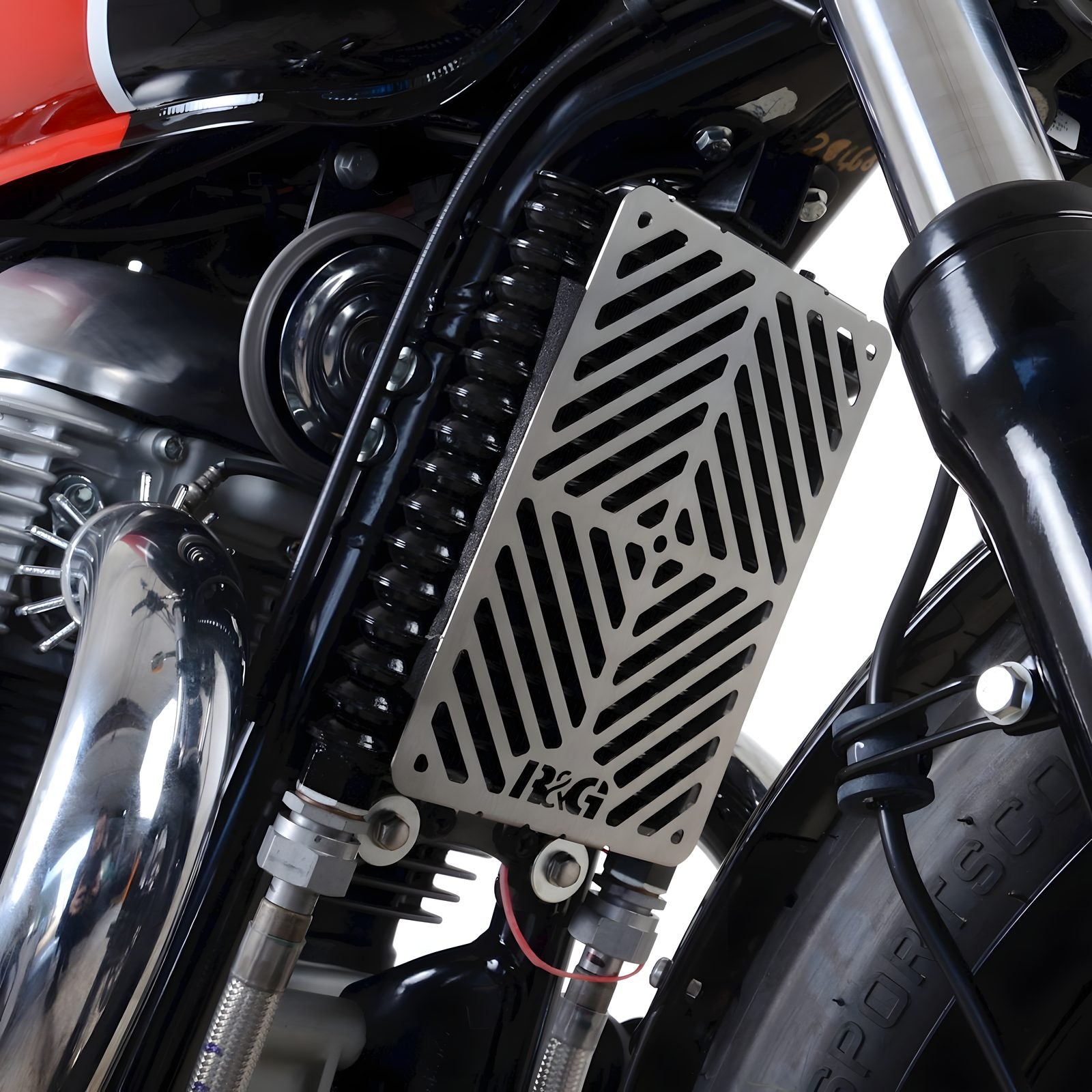 R&G PROT RADIATORE OLIO ACCIAIO PER ROYAL ENFIELD CONTINENTAL GT 650 2019 > 2023