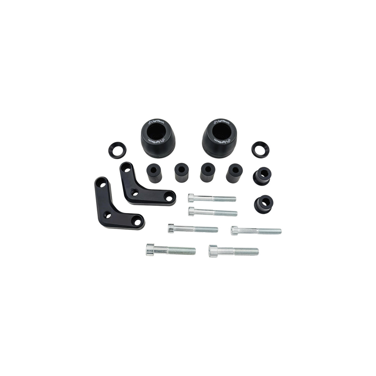KIT PROTEZIONI TELAIO AMMORTIZZATE LIGHTECH COMPATIBILE PER KTM DUKE 390 2017 > 2022 COPPIA NERO STEKT203