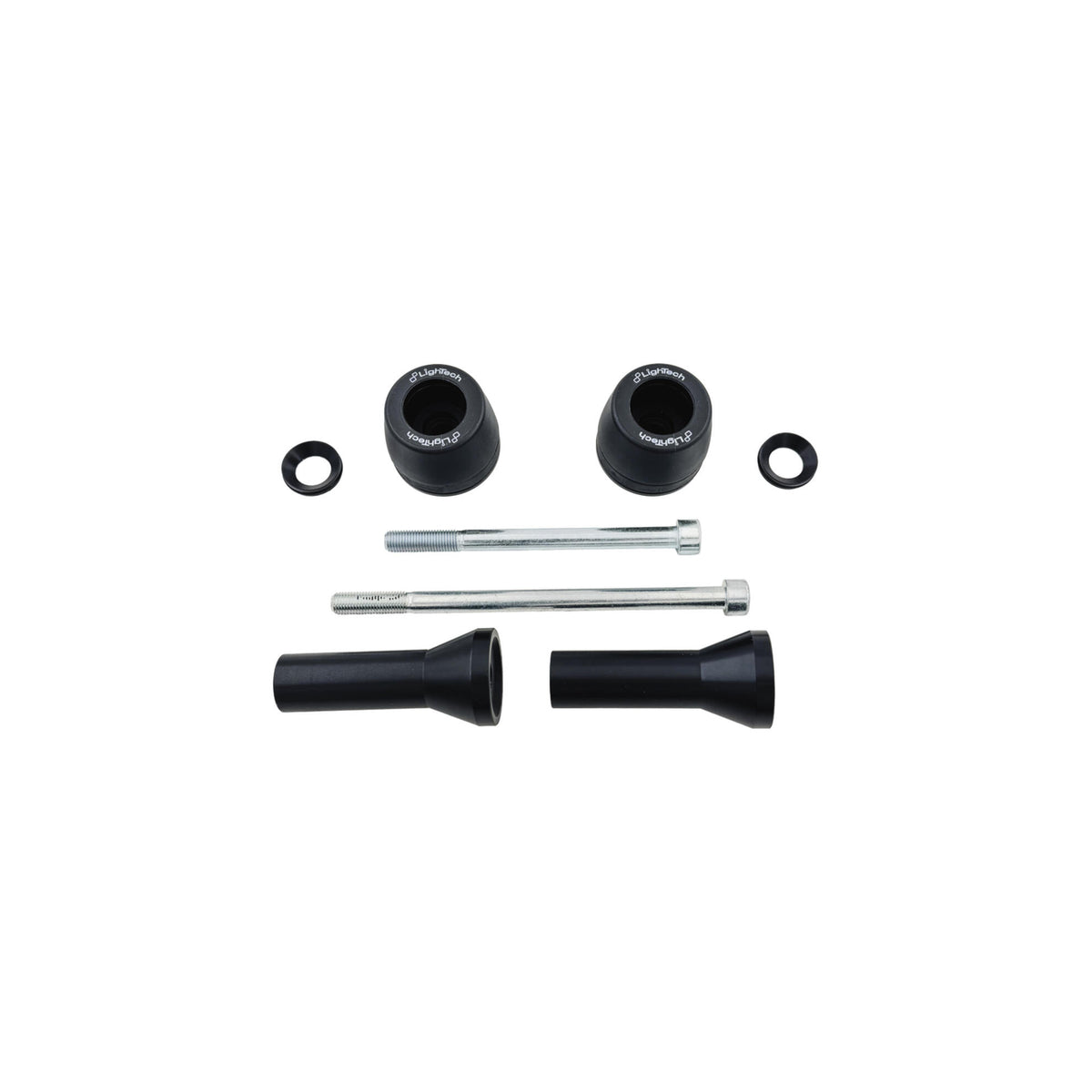 KIT PROTEZIONI TELAIO AMMORTIZZATE LIGHTECH COMPATIBILE PER SUZUKI GLADIUS 650 2009 > 2015 COPPIA NERO STESU209