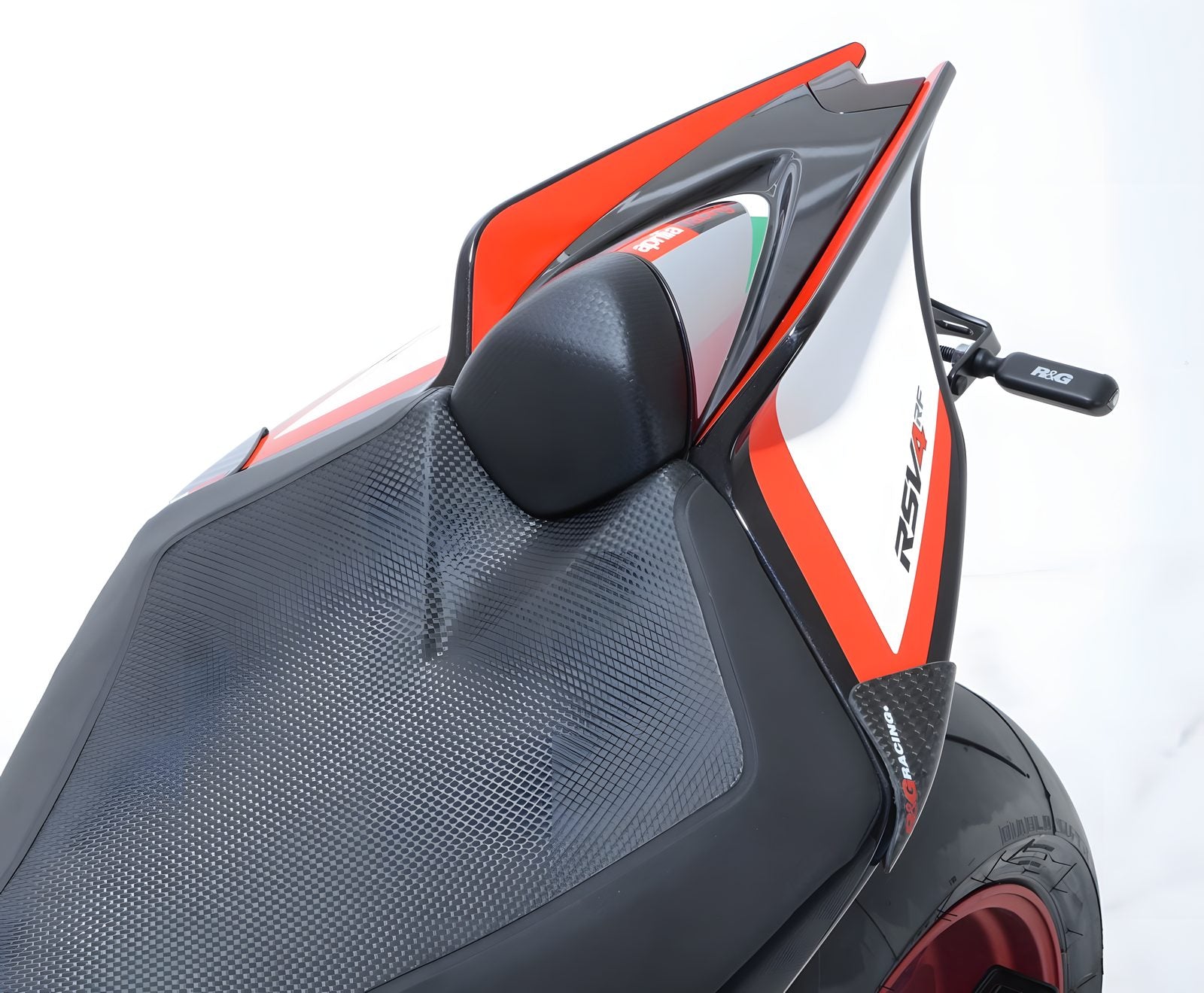 SLIDERS CODONE POSTERIORE IN CARBONIO OPACO R&G COMPATIBILE PER APRILIA RSV4 RF 2015 > 2018 CARBON TLS0006CM