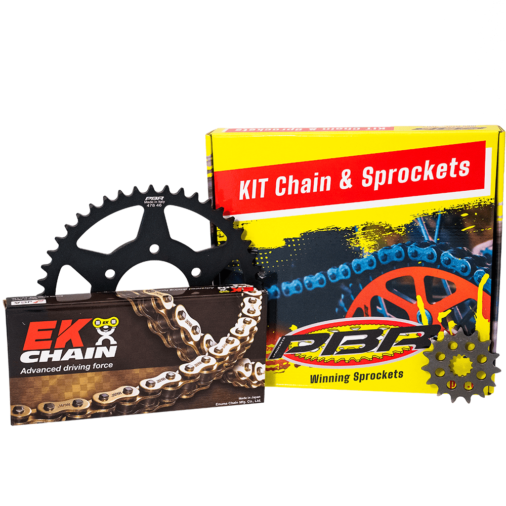 KIT CATENA CORONA PIGNONE TRASMISSIONE PBR / EK COMPATIBILE PER MASH TWO FIFTY BLCK 250 2016 > 2019 PASSO ORIGINALE EK2398G