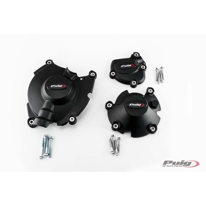 KIT PROTEZIONE CARTER MOTORE TRACK CAMPIONATO PUIG COMPATIBILE PER YAMAHA YZF-R1 1000 RACE 2024 NERO 21518N